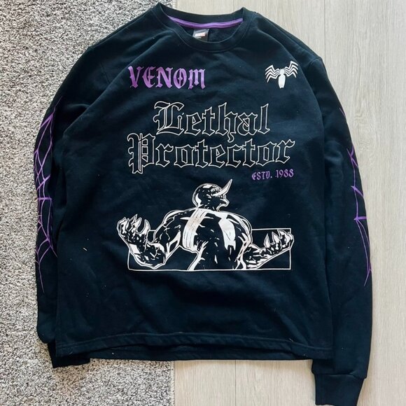 marvel venom lethal protector Sweater Men’s Medium AOP Black - Picture 1 of 7